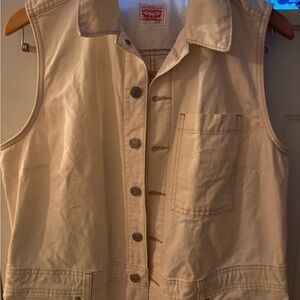 Levi's Beige Button-Up One Piece Denim Jumpsuit Overalls Jumper XL